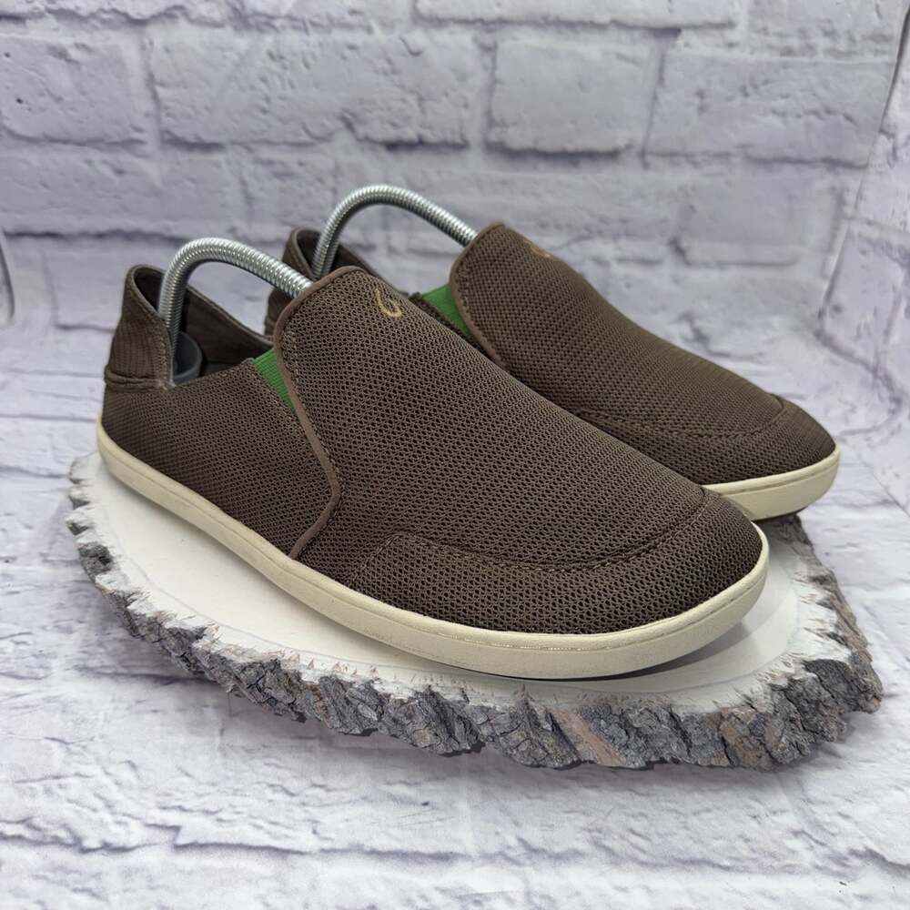 OluKai Mens Nohea Mesh Slip On Casual Beach Friendly Shoes Tan Brown Size US 9.5